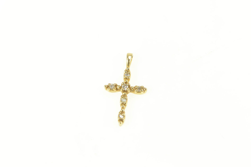 14K Diamond Classic Cross Christian Symbol Pendant Yellow Gold