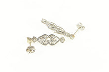 Load image into Gallery viewer, 14K Art Deco 0.75 Ctw Diamond Elaborate Dangle Earrings White Gold