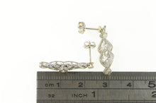 Load image into Gallery viewer, 14K Art Deco 0.75 Ctw Diamond Elaborate Dangle Earrings White Gold