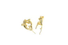 Load image into Gallery viewer, 14K Dolphin Puffy Twist Statement Hoop Earrings Yellow Gold