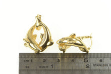 Load image into Gallery viewer, 14K Dolphin Puffy Twist Statement Hoop Earrings Yellow Gold