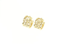 Load image into Gallery viewer, 14K Flower Pattern Filigree Squared Hoop Earrings Yellow Gold