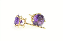 Load image into Gallery viewer, 14K Round Amethyst Solitaire Classic Stud Earrings Yellow Gold