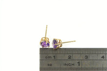 Load image into Gallery viewer, 14K Round Amethyst Solitaire Classic Stud Earrings Yellow Gold