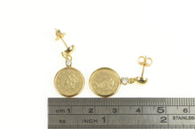 Load image into Gallery viewer, 14K 1853 One Dollar Gold Coin Diamond Dangle Earrings Yellow Gold
