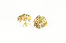 Load image into Gallery viewer, 14K Tri Tone Grooved Layered Statement Stud Earrings Yellow Gold
