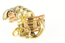 Load image into Gallery viewer, 14K Tri Tone Grooved Layered Statement Stud Earrings Yellow Gold