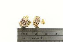 Load image into Gallery viewer, 14K Tri Tone Grooved Layered Statement Stud Earrings Yellow Gold