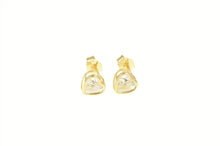 Load image into Gallery viewer, 14K Heart Cut Cubic Zirconia Solitaire Stud Earrings Yellow Gold
