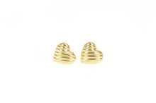 Load image into Gallery viewer, 14K Grooved Heart High Relief Love Symbol Stud Earrings Yellow Gold