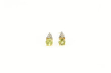 Load image into Gallery viewer, 14K Peridot Diamond Accent Stud Simple Earrings Yellow Gold