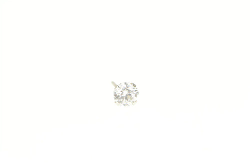 10K Round Cubic Zirconia Solitaire Simple Single Earring White Gold