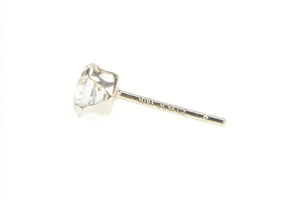 10K Round Cubic Zirconia Solitaire Simple Single Earring White Gold
