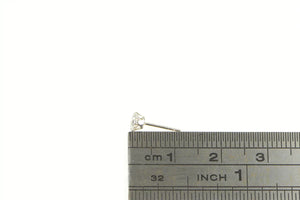 10K Round Cubic Zirconia Solitaire Simple Single Earring White Gold