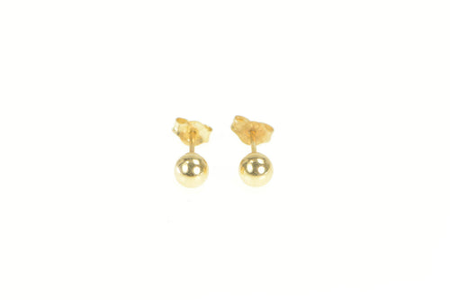 14K 4.0mm Classic Round Ball Vintage Stud Earrings Yellow Gold