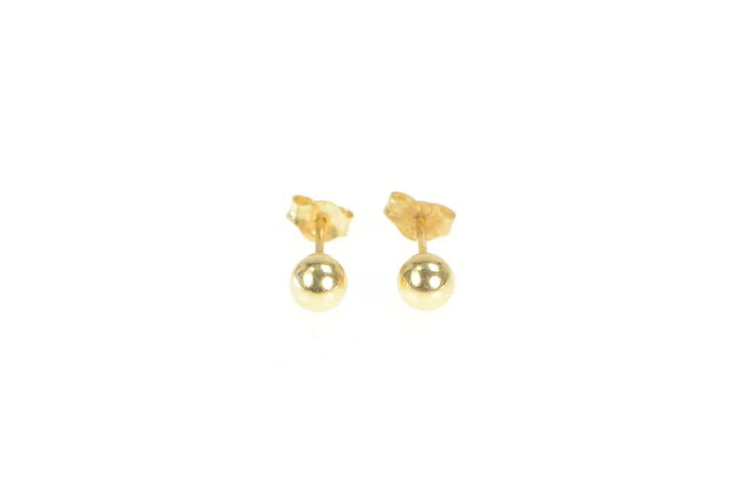 14K 4.0mm Classic Round Ball Vintage Stud Earrings Yellow Gold