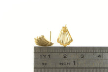 Load image into Gallery viewer, 10K Scalloped High Relief Sea Shell Stud Earrings Yellow Gold