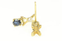 Load image into Gallery viewer, 14K Oval Sapphire Diamond Accent Dangle Earrings Yellow Gold