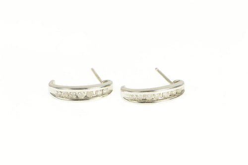 10K 0.25 Ctw Diamond Semi Hoop Statement Earrings White Gold