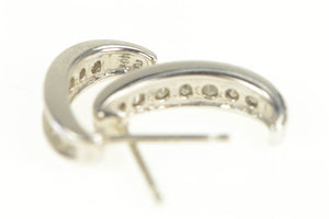 10K 0.25 Ctw Diamond Semi Hoop Statement Earrings White Gold