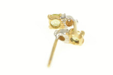 Load image into Gallery viewer, 14K Simple Peridot Diamond Accent Stud Earrings Yellow Gold