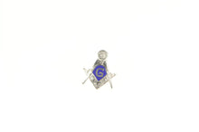 Load image into Gallery viewer, 10K Masonic Enamel Compass Square Lapel Pin/Brooch White Gold