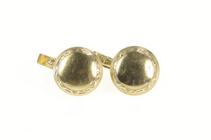 Gold Filled Art Deco Scroll Pattern Simple Round Cuff Links