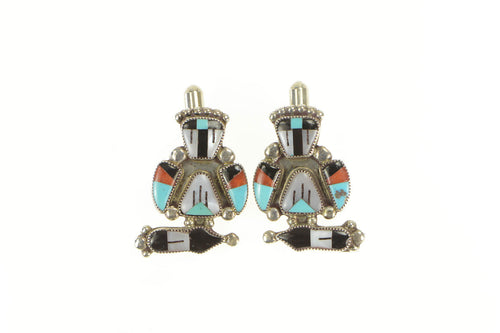 Sterling Silver Native American Zuni Mother of Pearl Turquoise Cuff Links