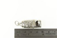 Load image into Gallery viewer, Sterling Silver Art Deco Repousse Floral Scroll Whistle Charm/Pendant