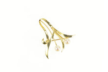 Load image into Gallery viewer, 14K Retro Mikimoto Ornate Pearl Swirl Floral Leaf Pin/Brooch Yellow Gold