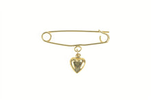 Load image into Gallery viewer, 14K Puffy Heart Charm Retro Simple Safety Pin/Brooch Yellow Gold