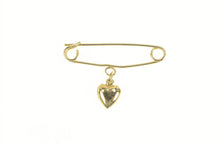 Load image into Gallery viewer, 14K Puffy Heart Charm Retro Simple Safety Pin/Brooch Yellow Gold