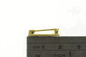 14K Art Deco B Cursive Monogram Square Bar Pin/Brooch Yellow Gold