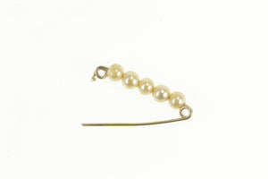 14K Retro Pearl Beaded Classic Simple Bar Pin/Brooch Yellow Gold