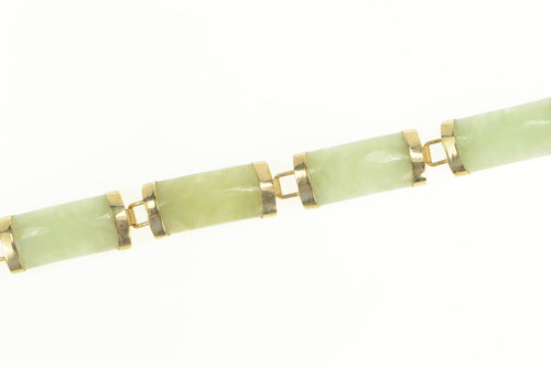 14K Jade Curved Carved Bar Chinese Happiness Bracelet 7