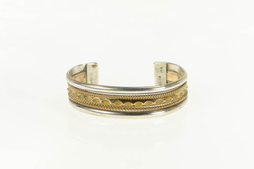 Sterling Silver Fred Maloney Native American 12K Gold Cuff Bracelet 6.75