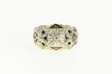 Load image into Gallery viewer, 14K Art Deco Diamond Enamel Masonic Men;s Ring Yellow Gold