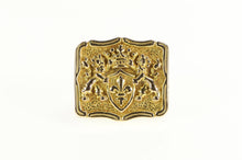 Load image into Gallery viewer, 14K Fleur De Lis Lion Rampant Regardant Crest Ring Yellow Gold