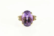 Load image into Gallery viewer, 14K Oval Amethyst Diamond Accent Cocktail Ring Yellow Gold