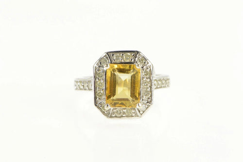 14K 2.81 Ctw Citrine Diamond Halo Engagement Ring White Gold