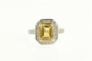 14K 2.81 Ctw Citrine Diamond Halo Engagement Ring White Gold