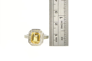 14K 2.81 Ctw Citrine Diamond Halo Engagement Ring White Gold