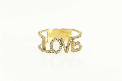 10K LOVE Diamond Word Stackable Band Ring Yellow Gold