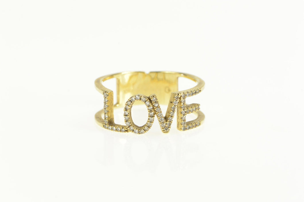 10K LOVE Diamond Word Stackable Band Ring Yellow Gold