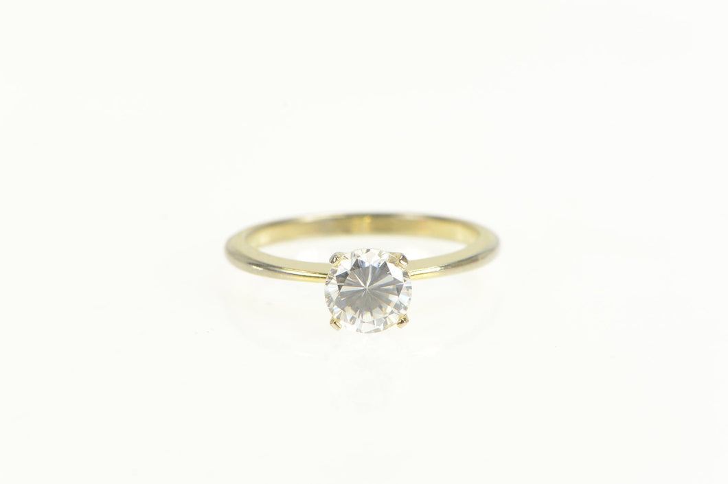 10K Round Solitaire Sim. Diamond Engagement Ring Yellow Gold