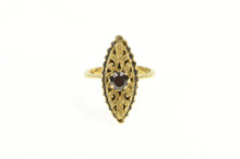 Load image into Gallery viewer, 18K Marquise Garnet Onyx Filigree Cocktail Ring Yellow Gold