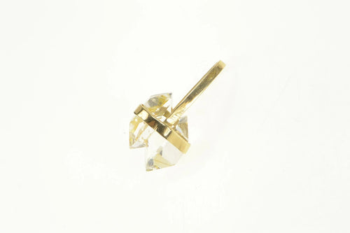 14K Raw Natural Clear Quartz Crystal Point Charm/Pendant Yellow Gold