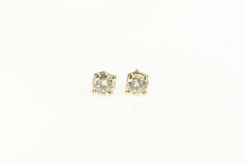 14K 1.00 Ctw Classic Diamond Solitaire Stud Earrings Yellow Gold