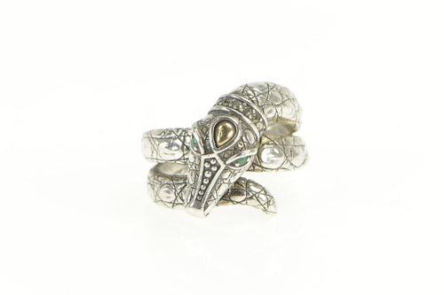 Sterling Silver John Hardy 14K Emerald Cayman Alligator Ring