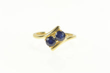 Load image into Gallery viewer, 14K Natural Sapphire Two Stone Bypass Statement Ring Yellow Gold